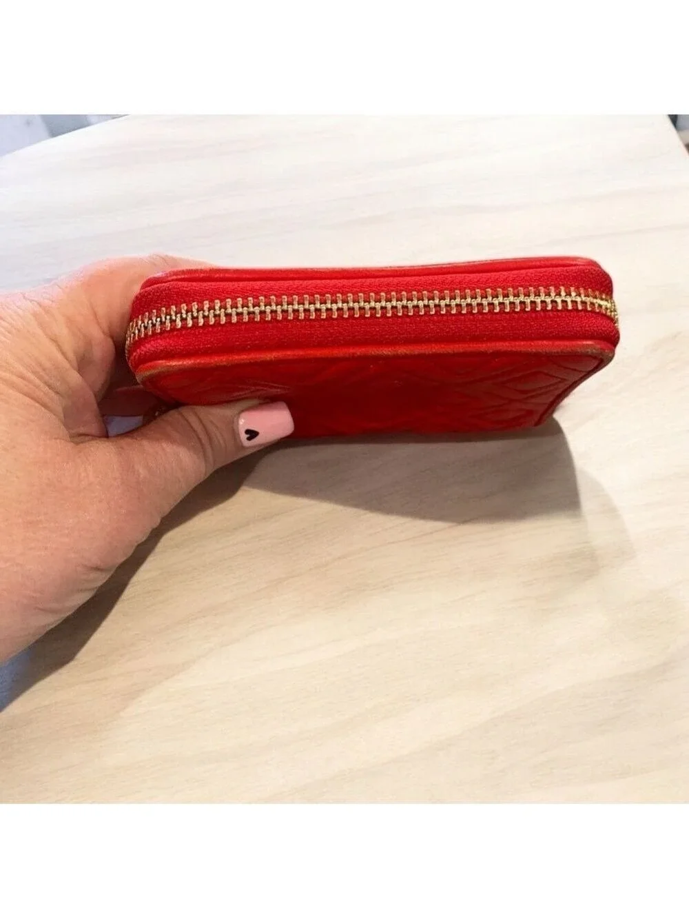 Tory Burch Cherry Red Quilted Leather Zip Wallet EUC – Authentic & Gorgeous!